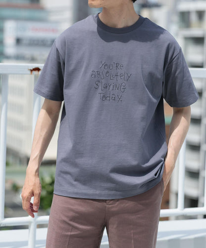 字母刺繡T恤 slaying today