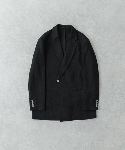 new basic 亞麻半雙排扣西裝外套