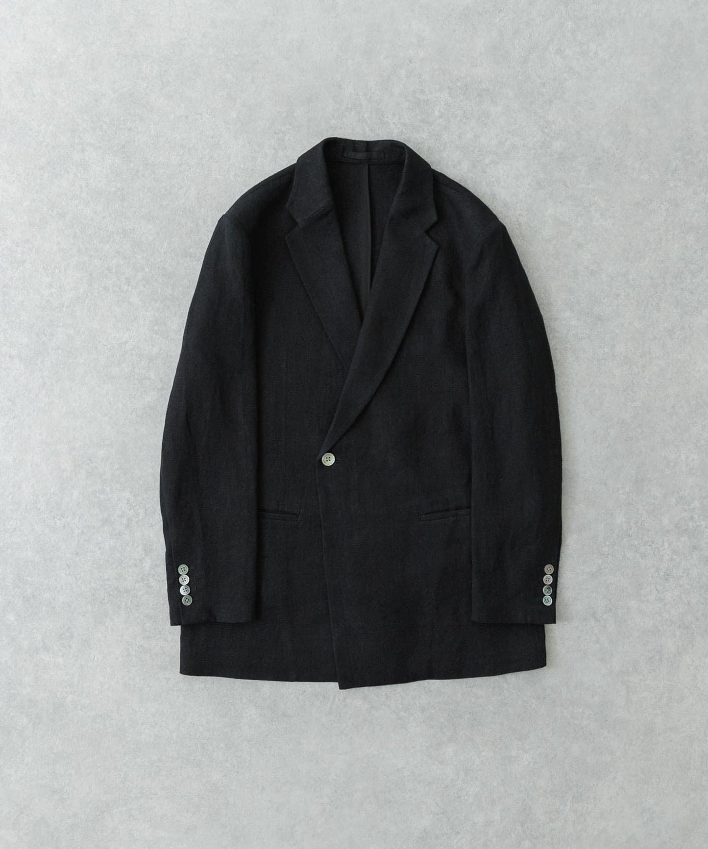 new basic 亞麻半雙排扣西裝外套