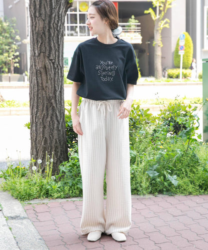 字母刺繡T恤 slaying today