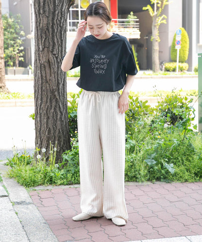 字母刺繡T恤 slaying today