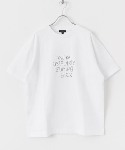 字母刺繡T恤 slaying today