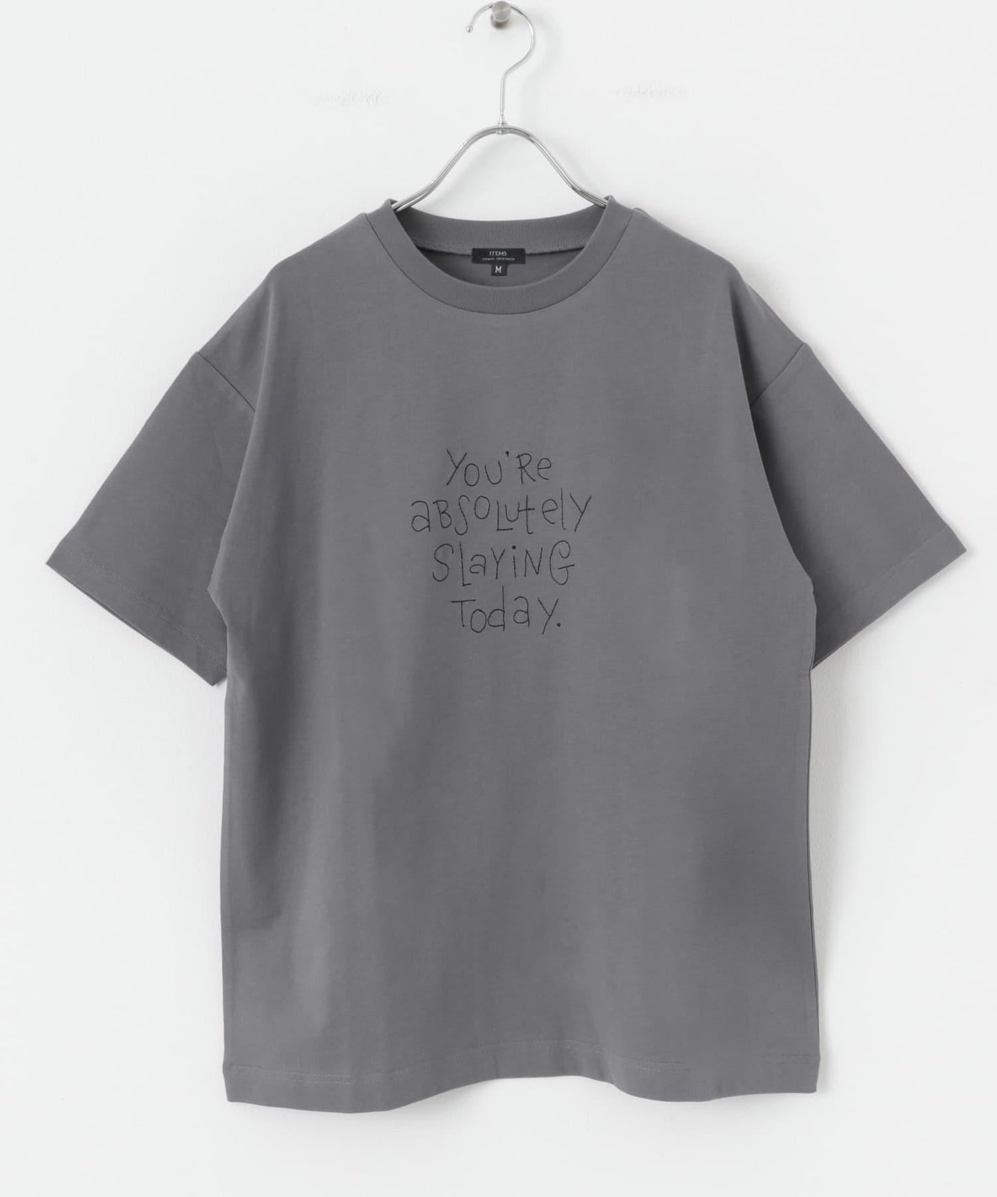 字母刺繡T恤 slaying today