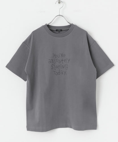 字母刺繡T恤 slaying today