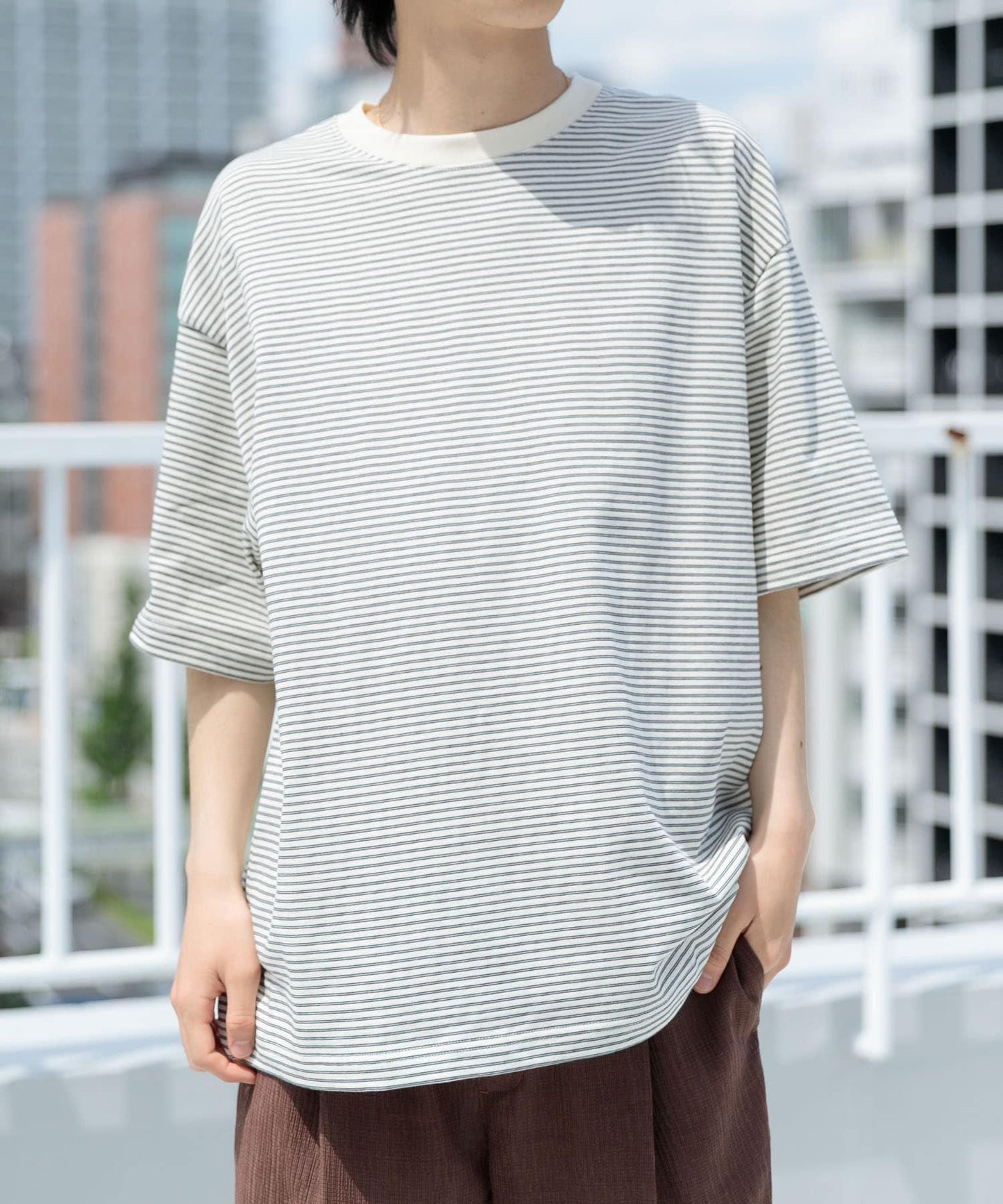 細條紋天竺棉短袖T恤