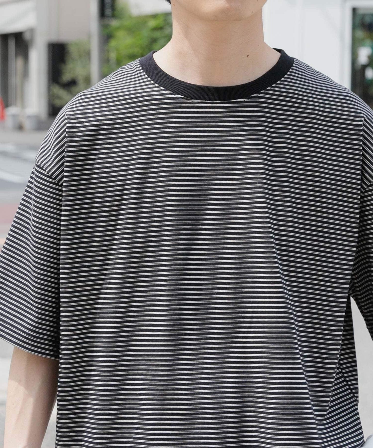 細條紋天竺棉短袖T恤