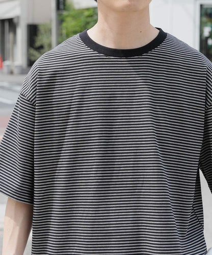 細條紋天竺棉短袖T恤
