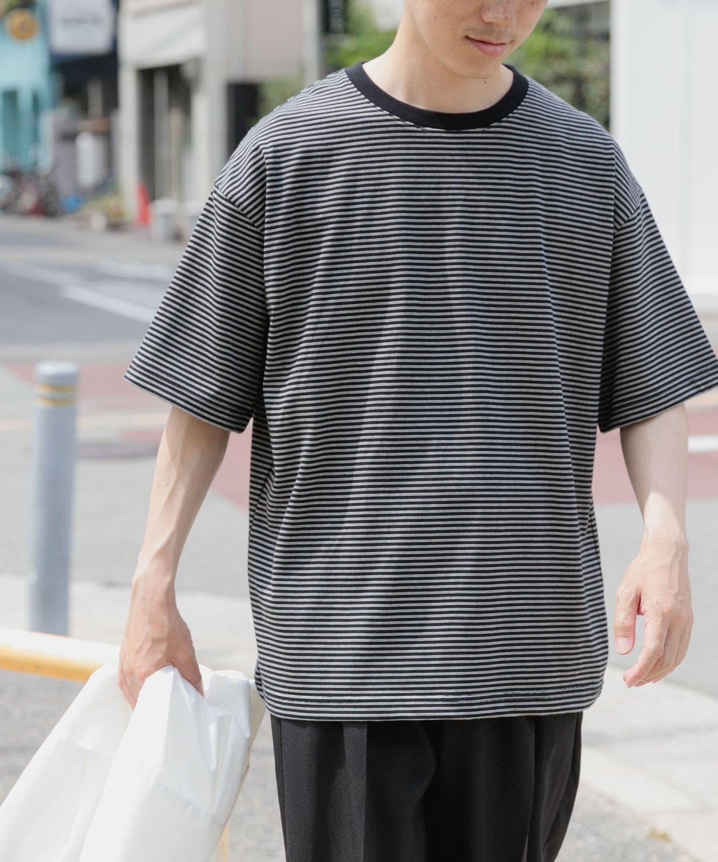 細條紋天竺棉短袖T恤