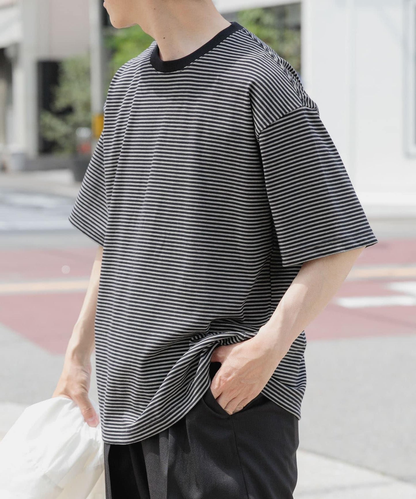 細條紋天竺棉短袖T恤