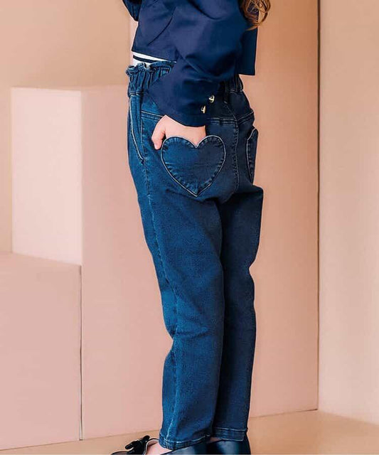 愛心口袋可愛長褲 10分丈