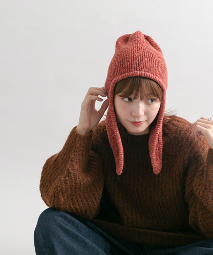 長款翻邊針織帽