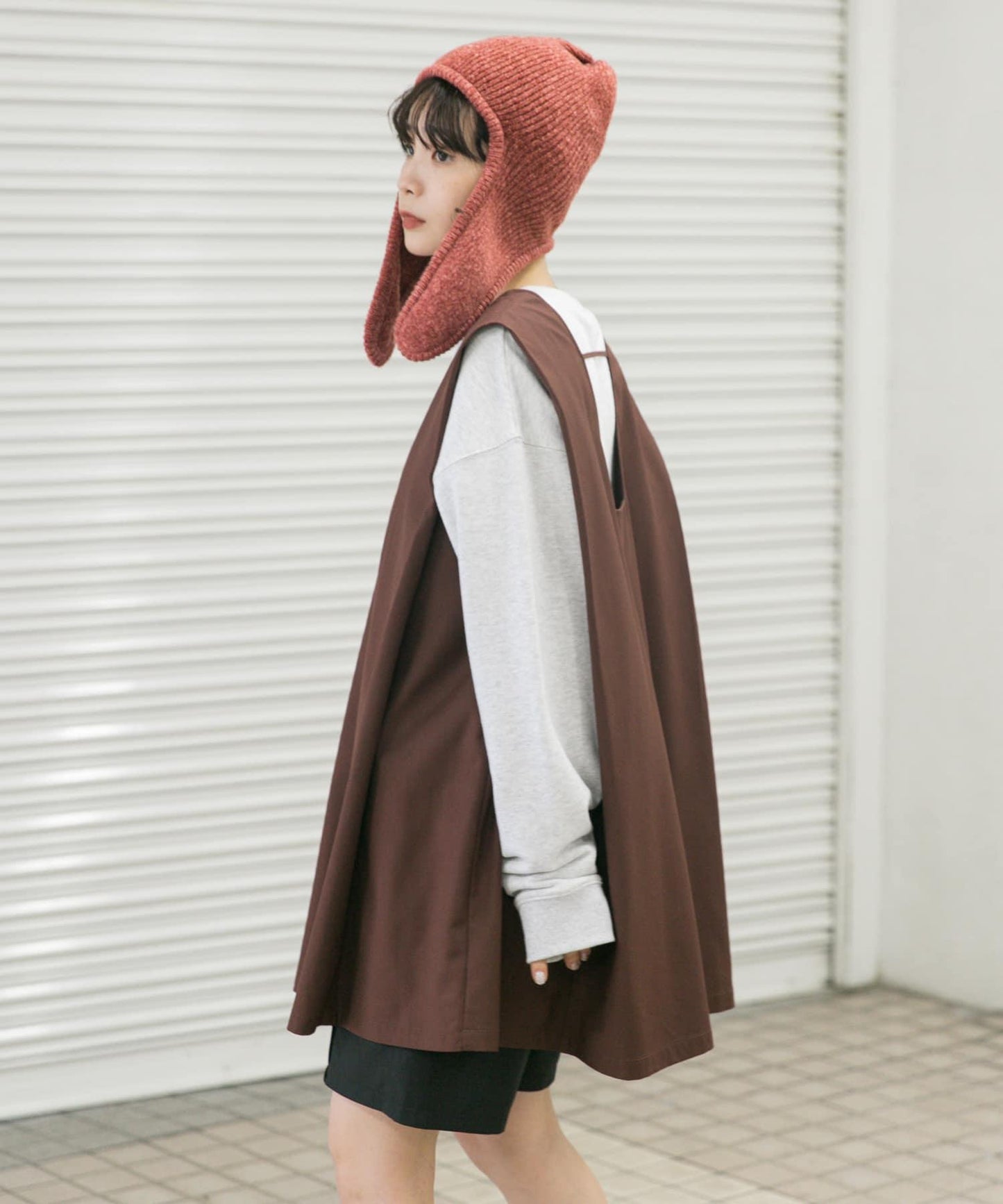 長款翻邊針織帽