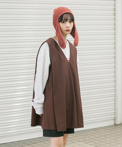 長款翻邊針織帽