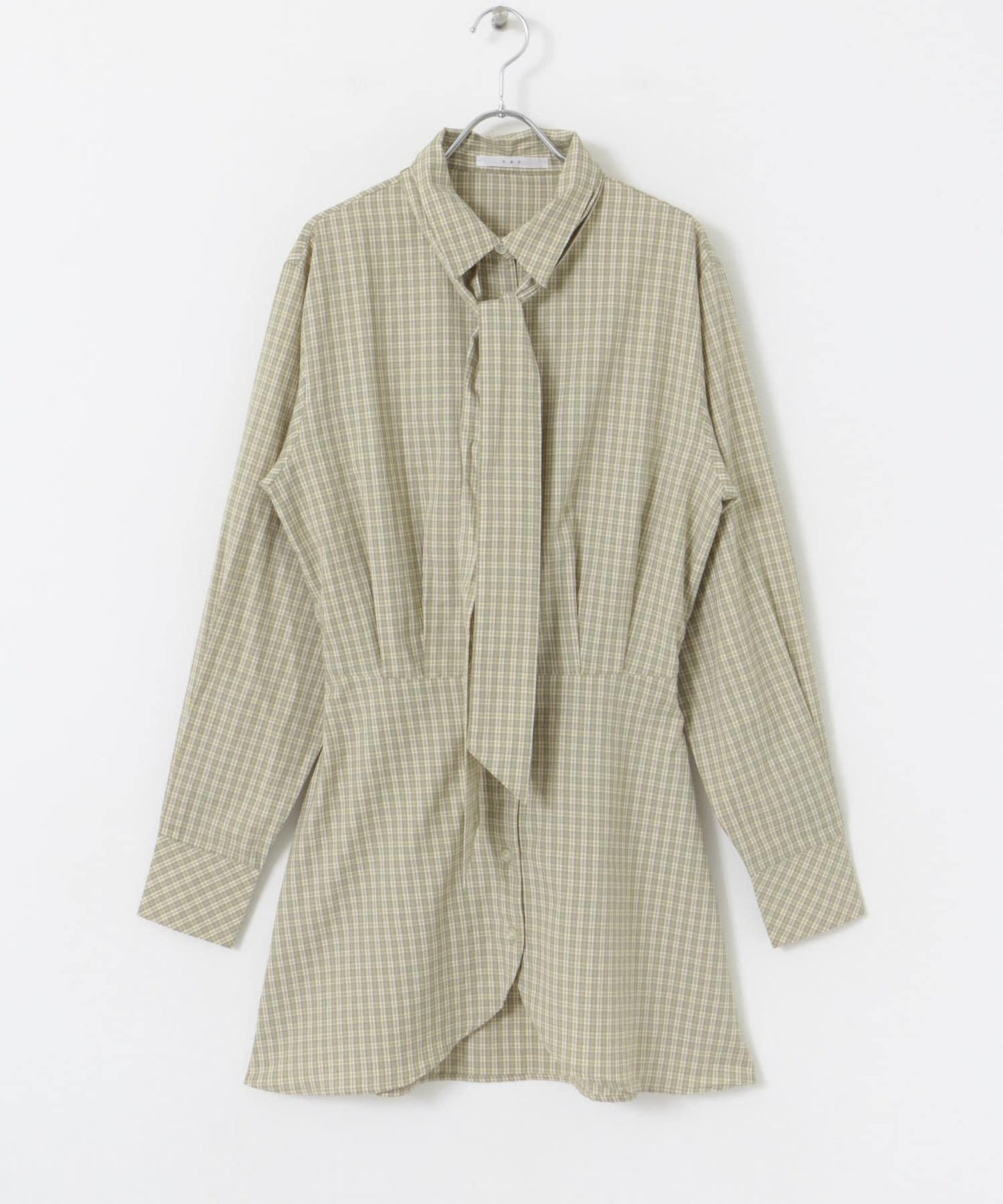 收腰格紋襯衫