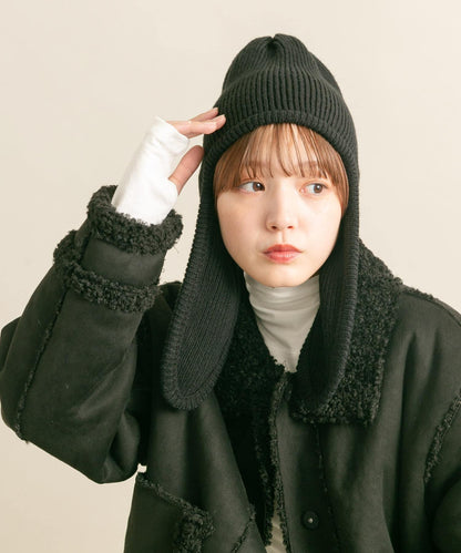 長款翻邊針織帽