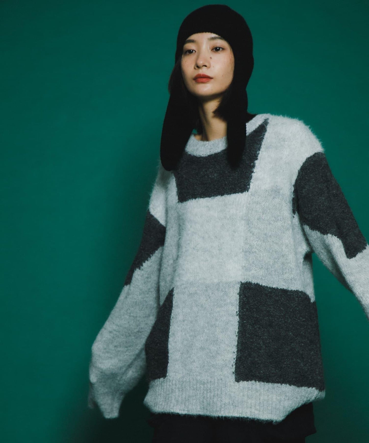 長款翻邊針織帽