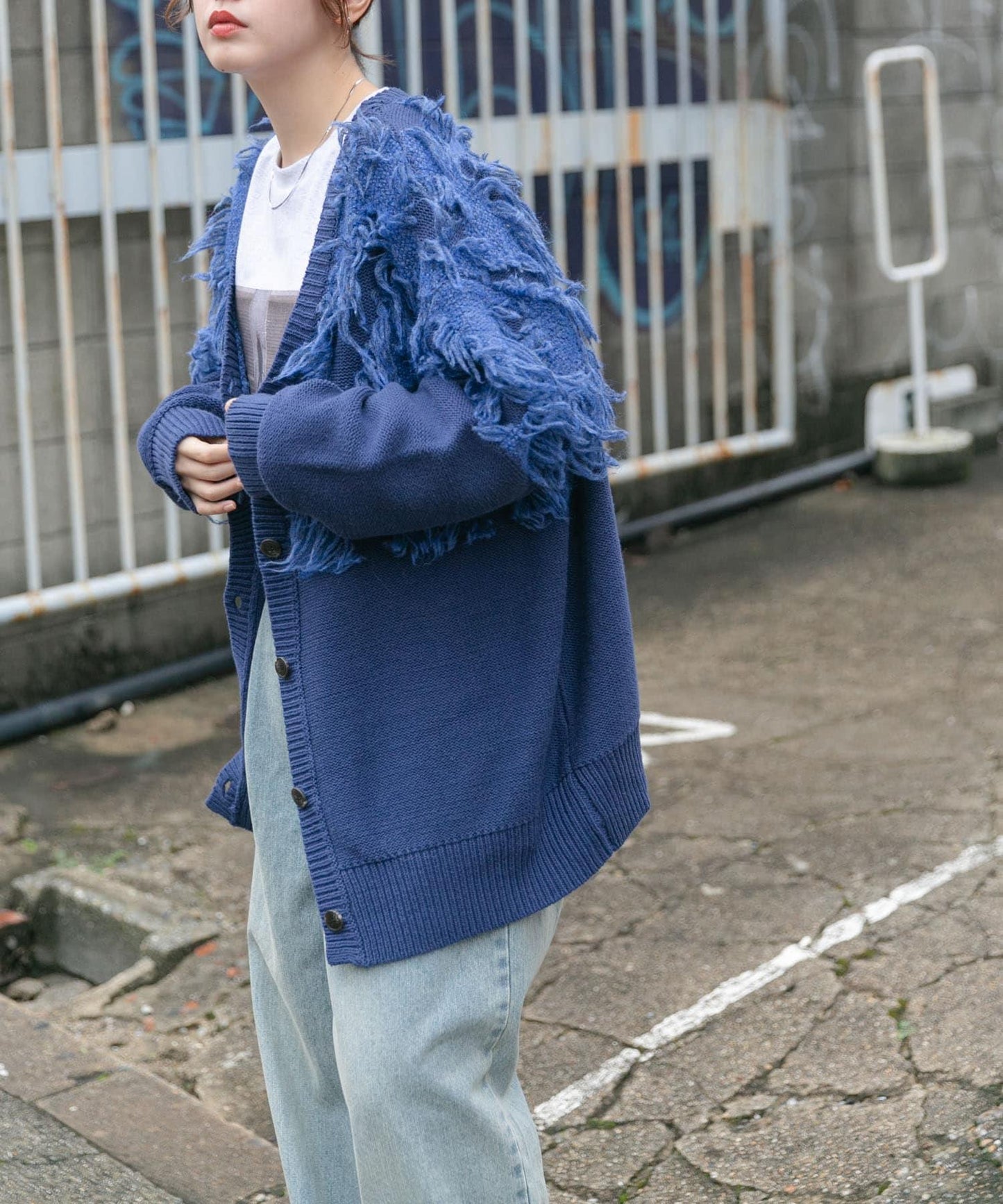 提花流蘇開衫
