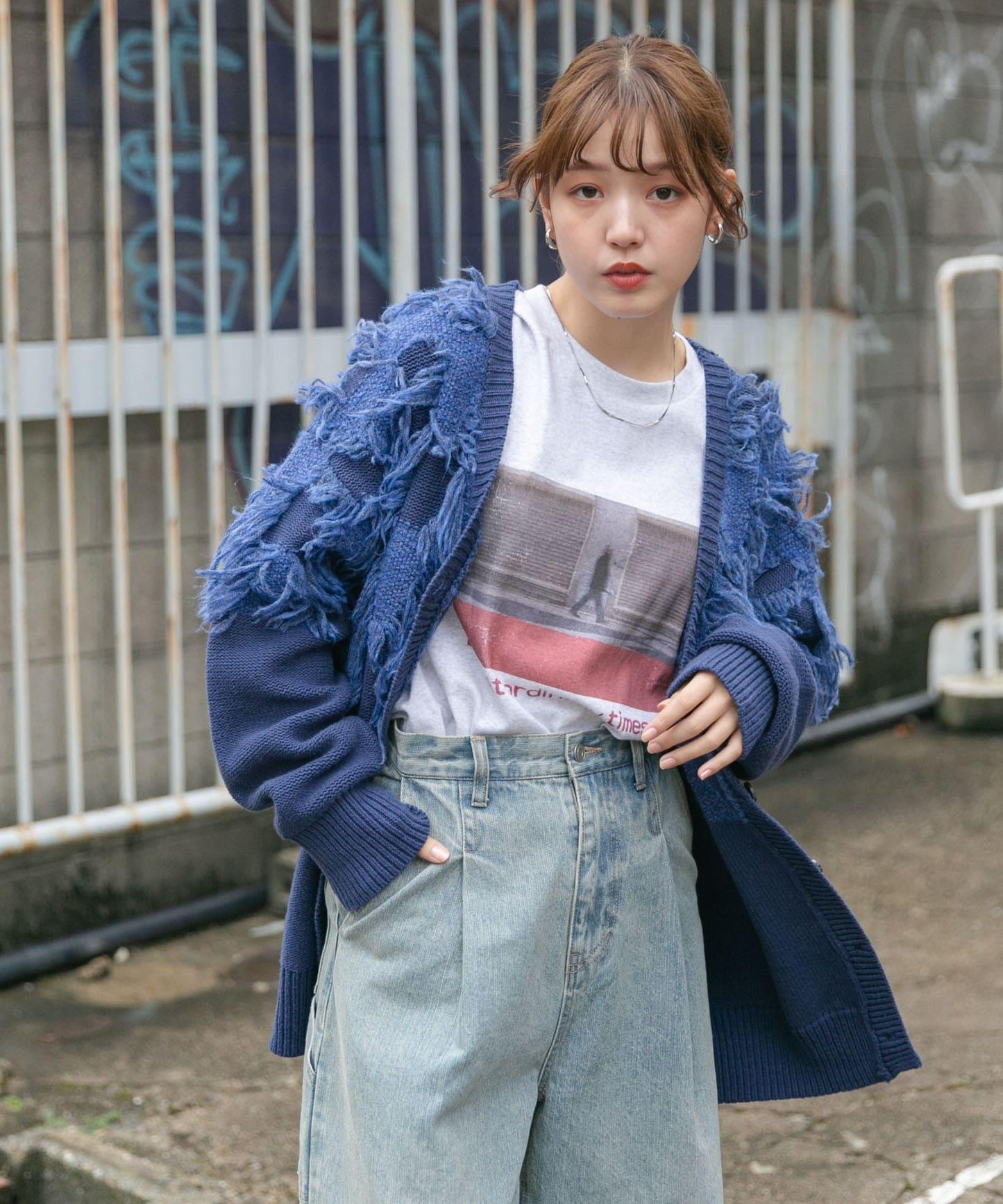 提花流蘇開衫