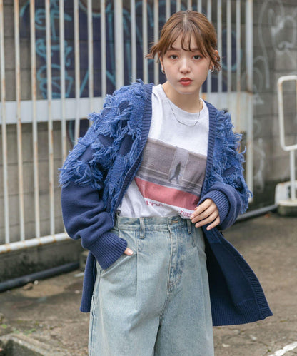 提花流蘇開衫