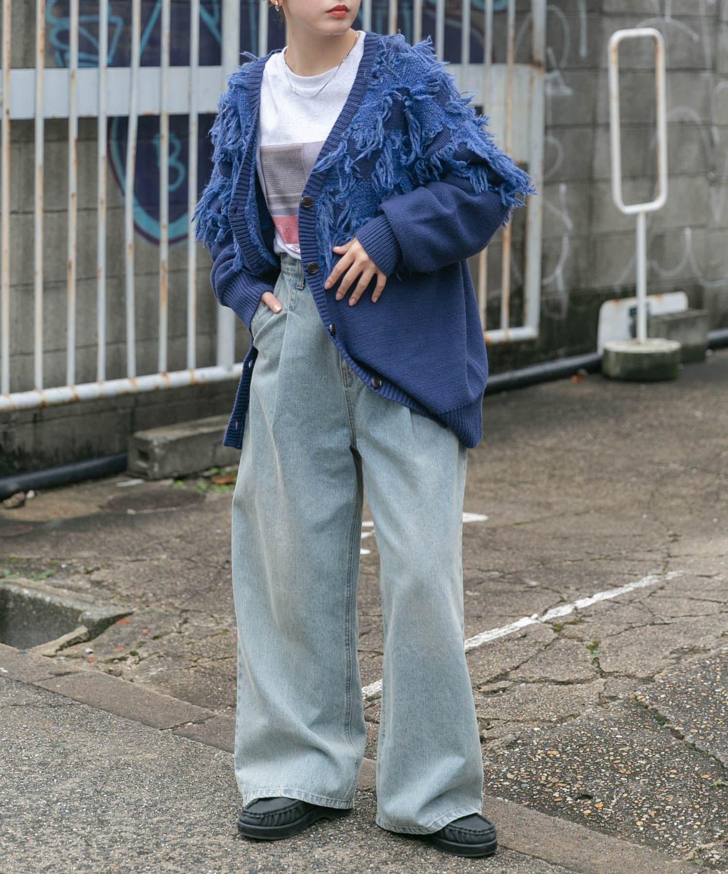提花流蘇開衫