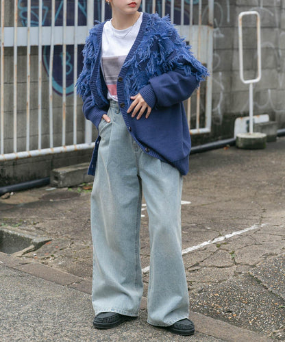 提花流蘇開衫