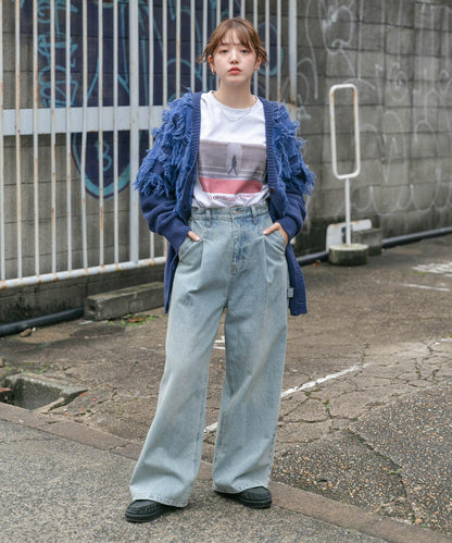 提花流蘇開衫