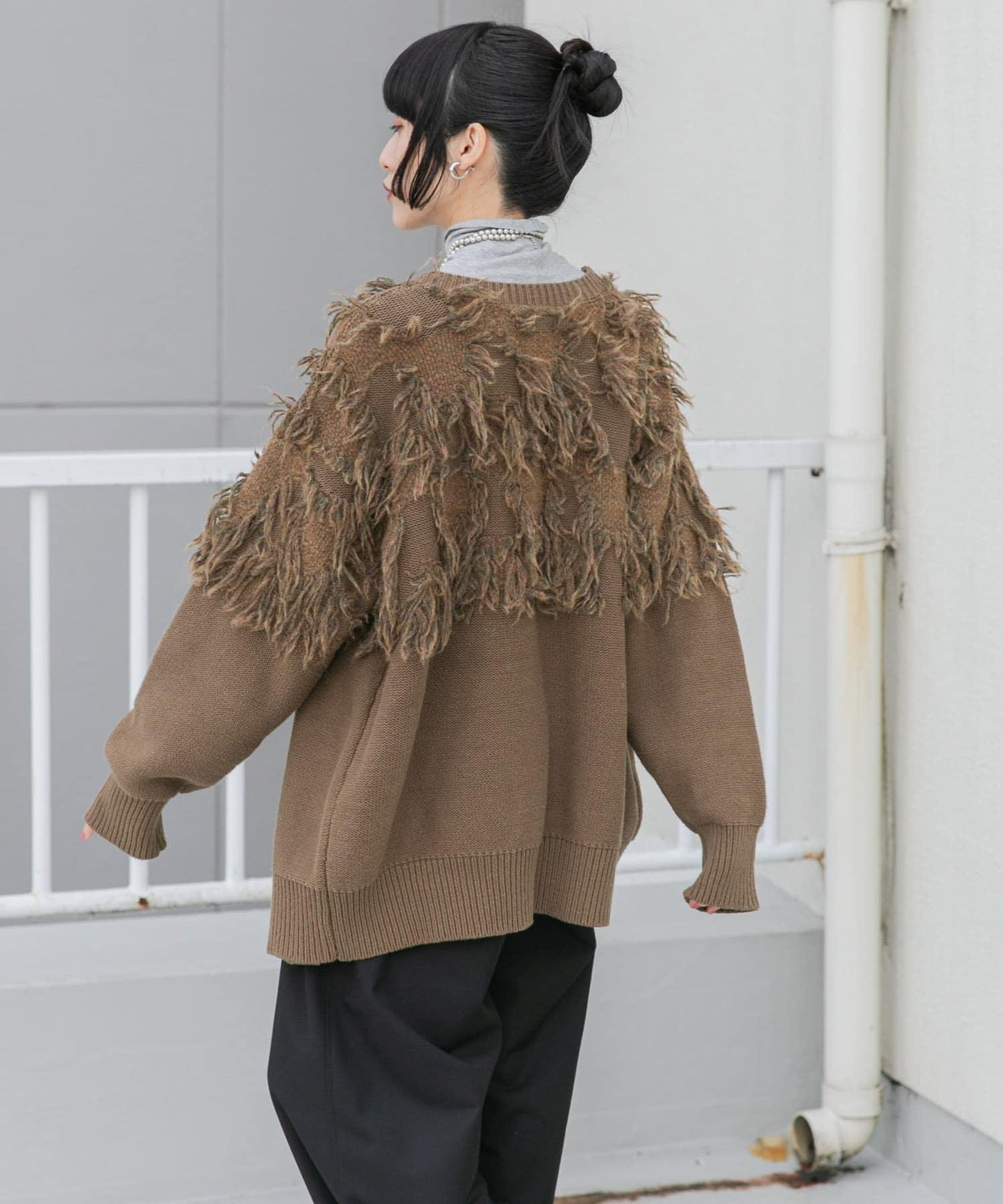 提花流蘇開衫