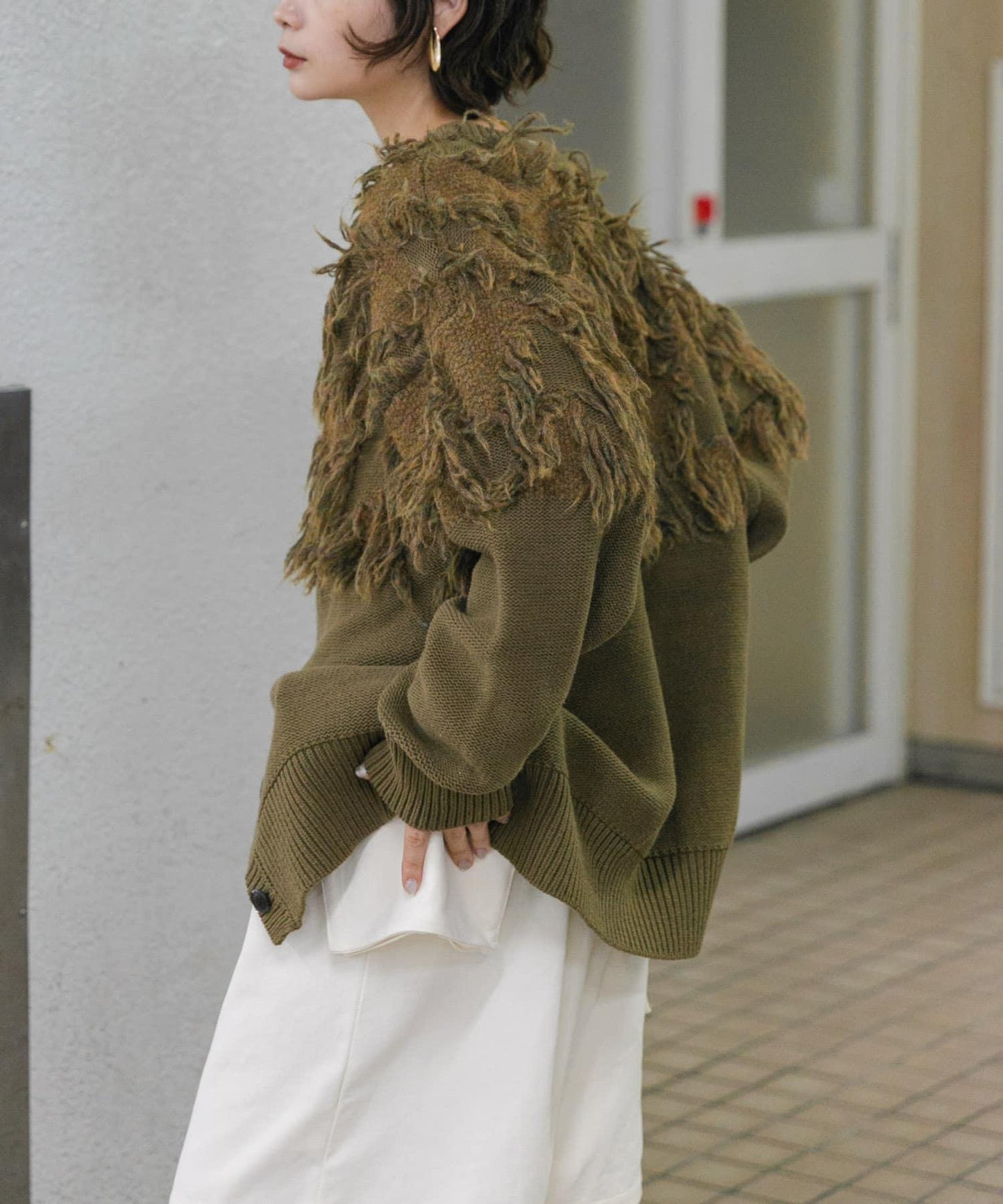 提花流蘇開衫
