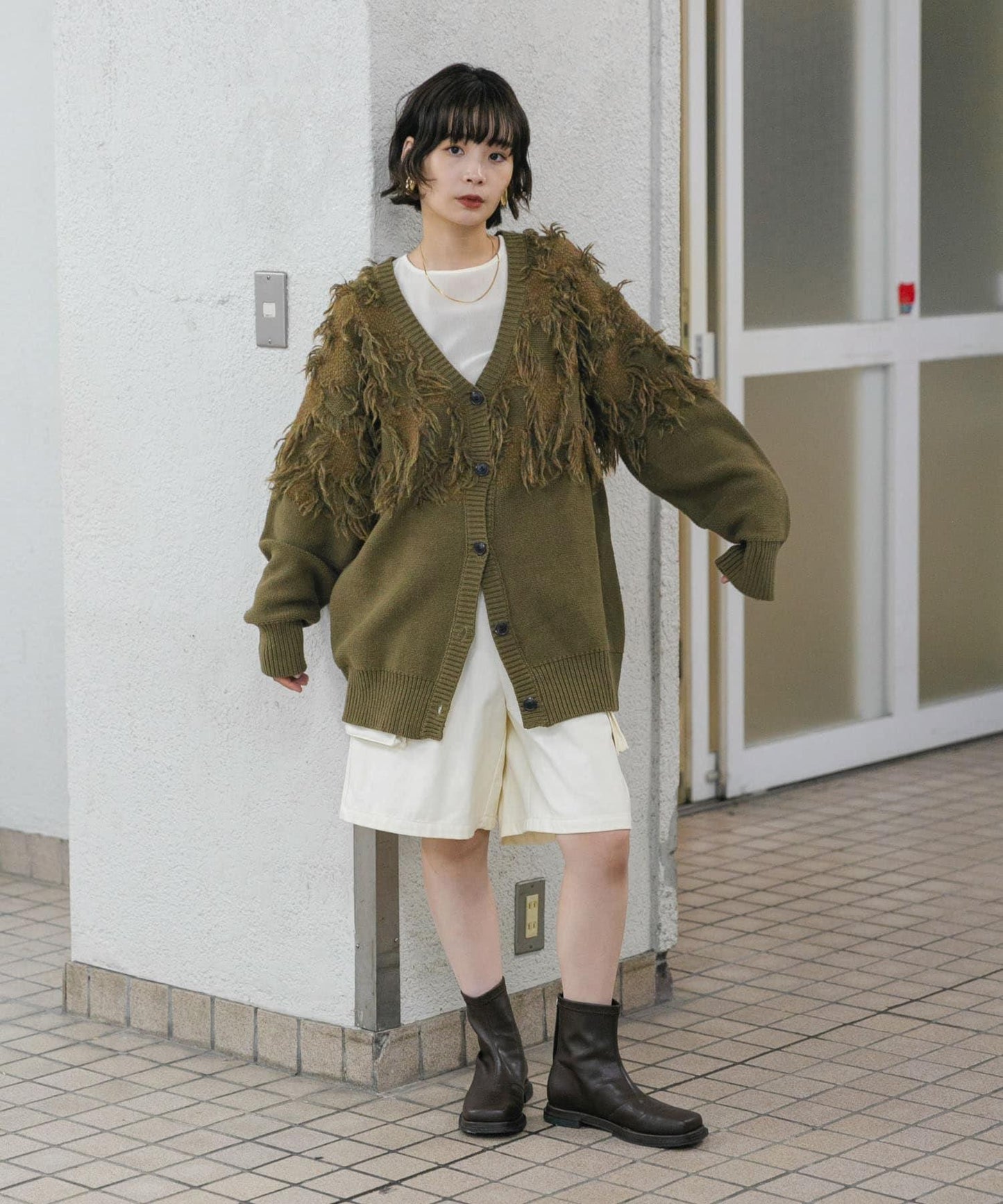 提花流蘇開衫