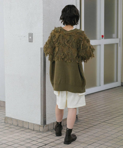提花流蘇開衫