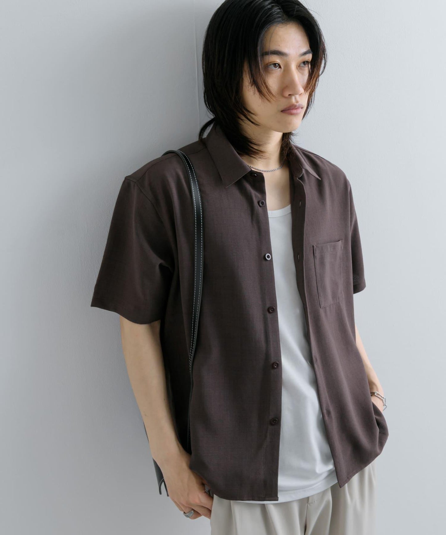 『UNISEX』『UR TECH DRYLUXE』亞麻風格五分袖襯衫