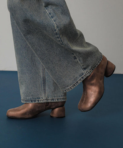 復古風金屬質感靴