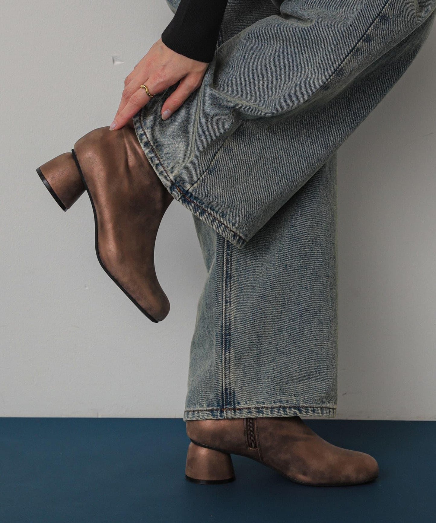 復古風金屬質感靴