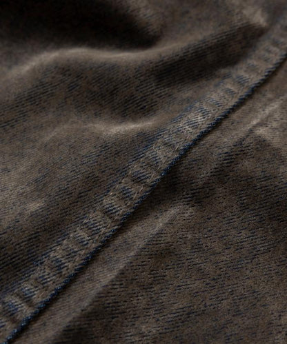 直筒版型植絨寬鬆牛仔褲