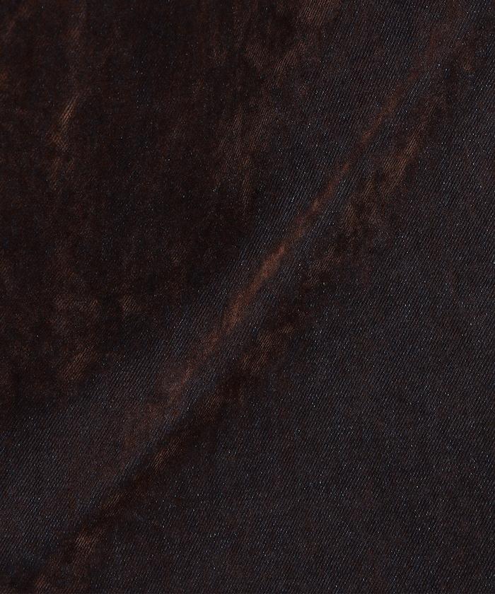 直筒版型植絨寬鬆牛仔褲