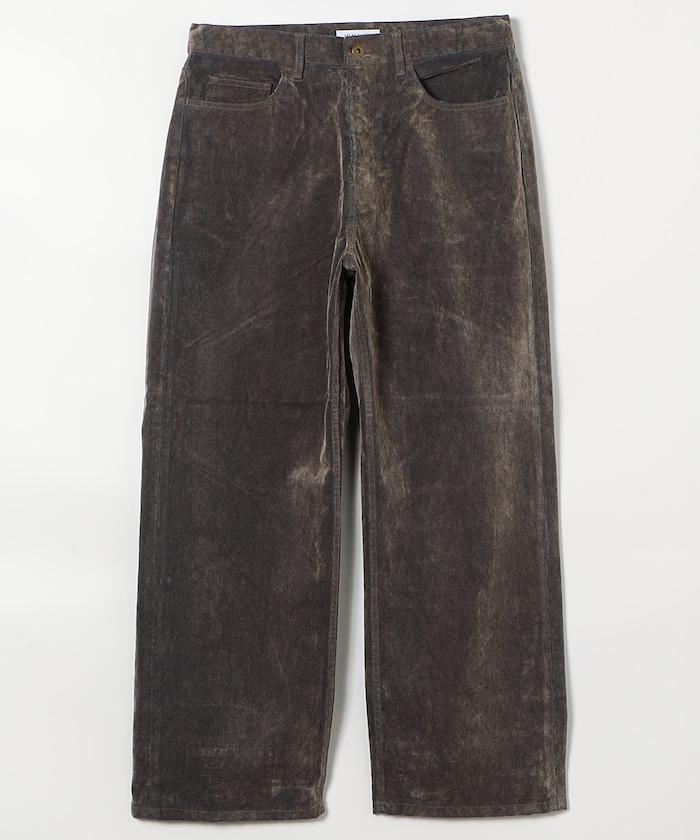 直筒版型植絨寬鬆牛仔褲