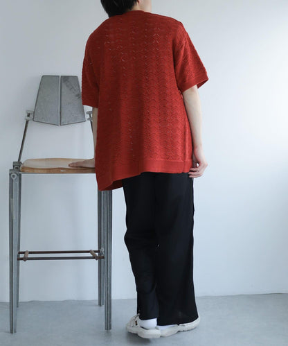 男女同款 可水洗 蕾絲針織開衫（五分袖）