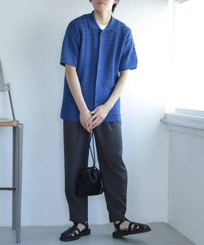 男女同款 可水洗 蕾絲針織開衫（五分袖）