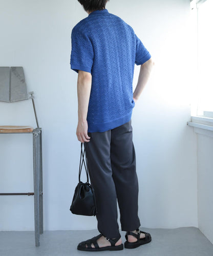 男女同款 可水洗 蕾絲針織開衫（五分袖）