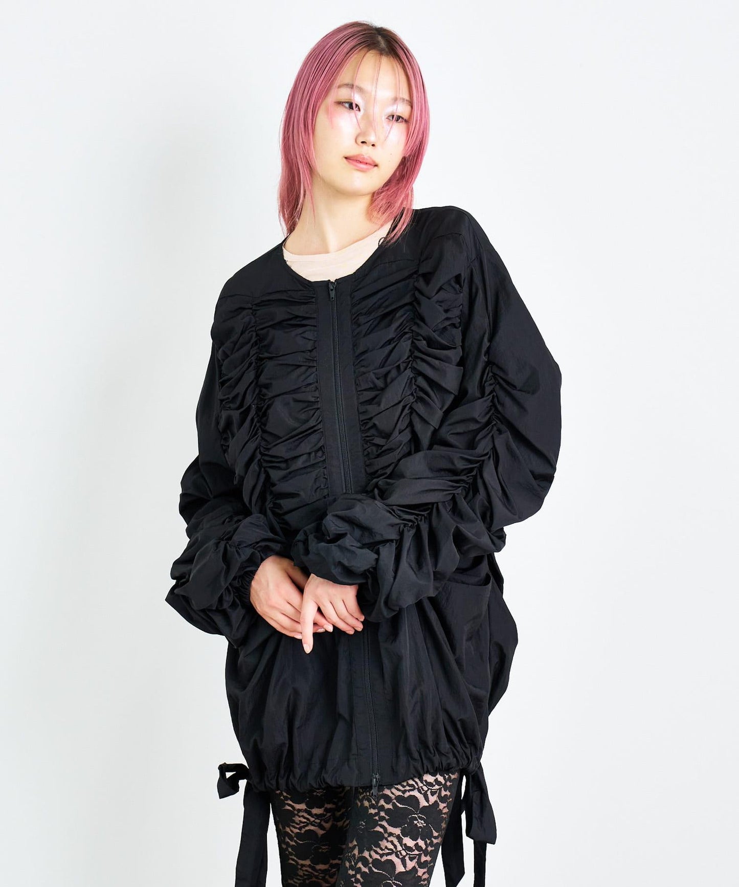 ANNA SUI NYC 褶皺雙拉鍊夾克