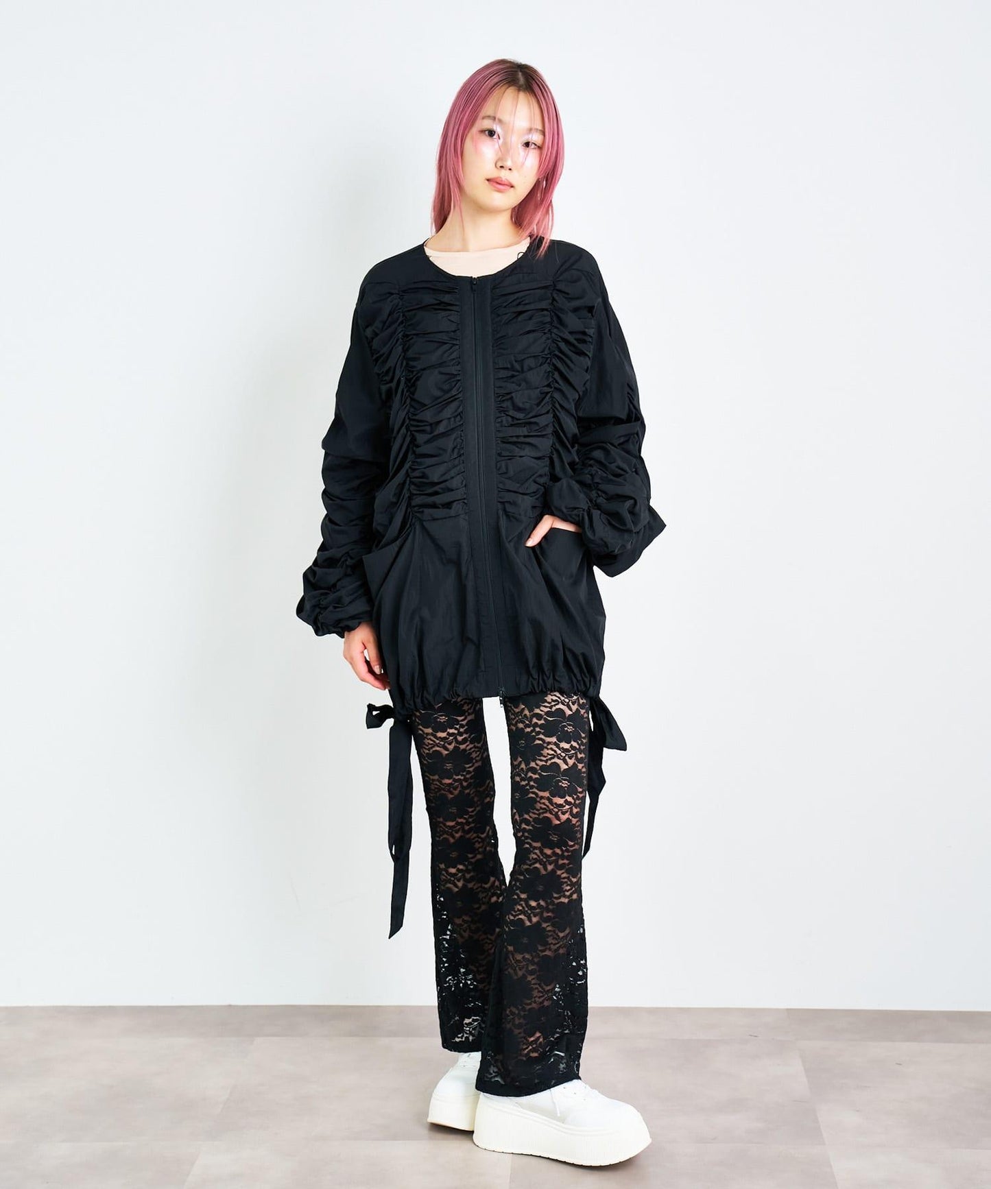 ANNA SUI NYC 褶皺雙拉鍊夾克