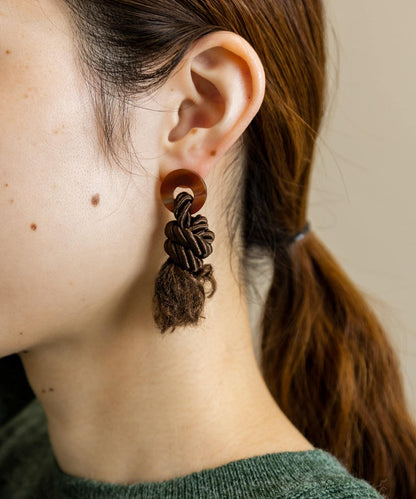 繩圈樹脂耳環