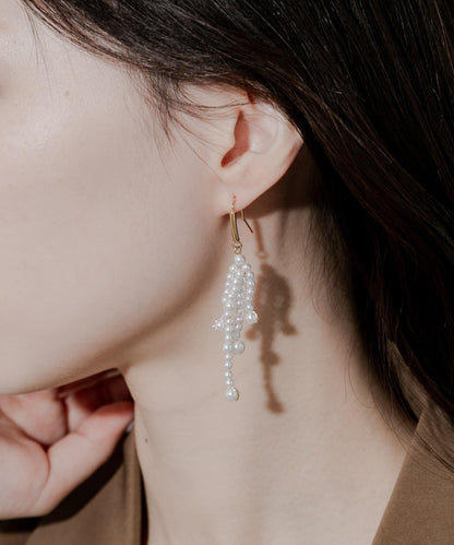 珍珠金屬流蘇耳環