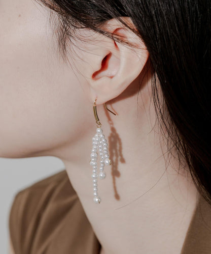 珍珠金屬流蘇耳環