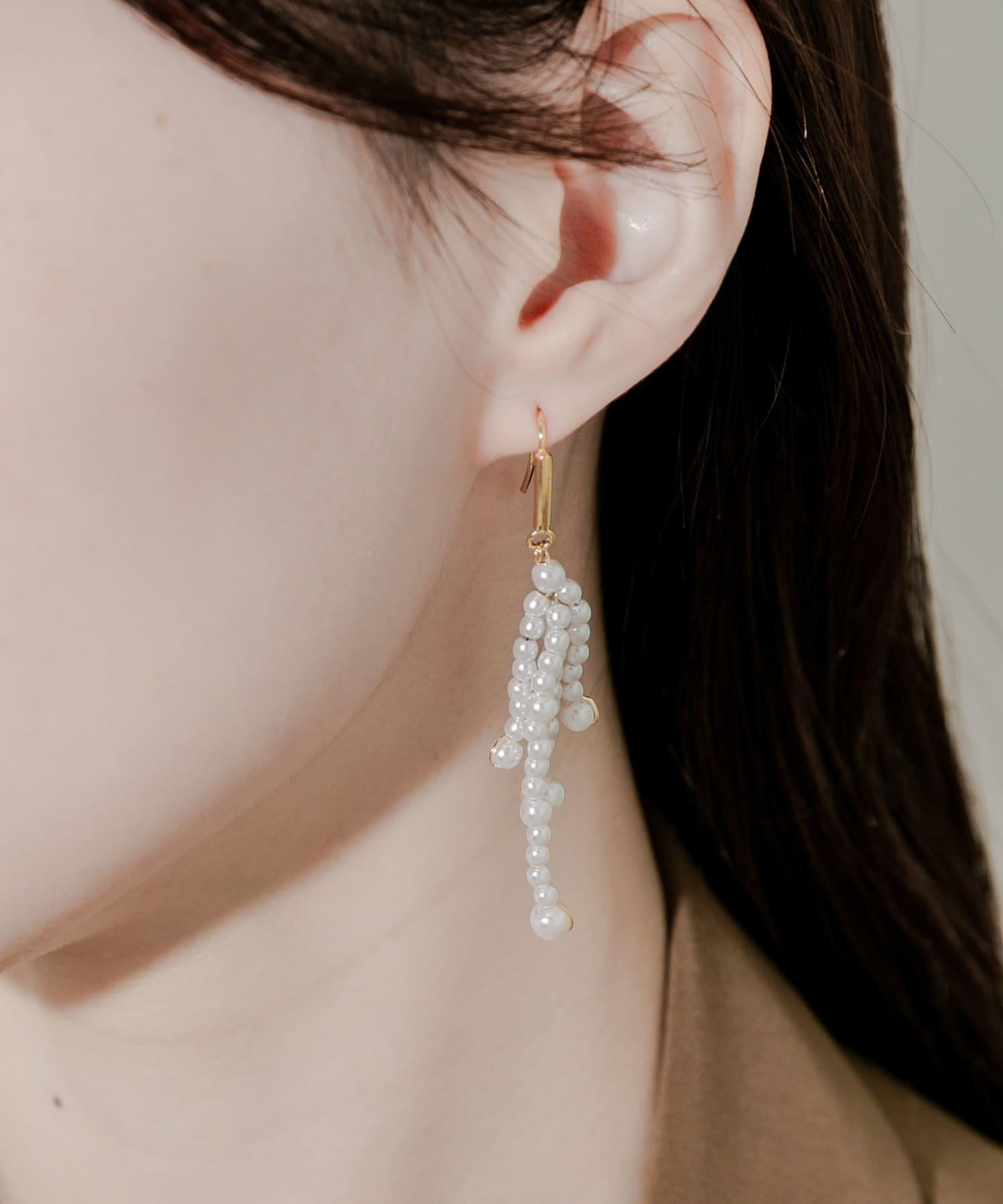 珍珠金屬流蘇耳環
