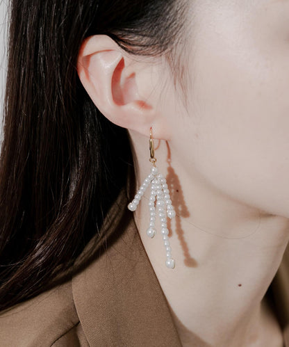 珍珠金屬流蘇耳環