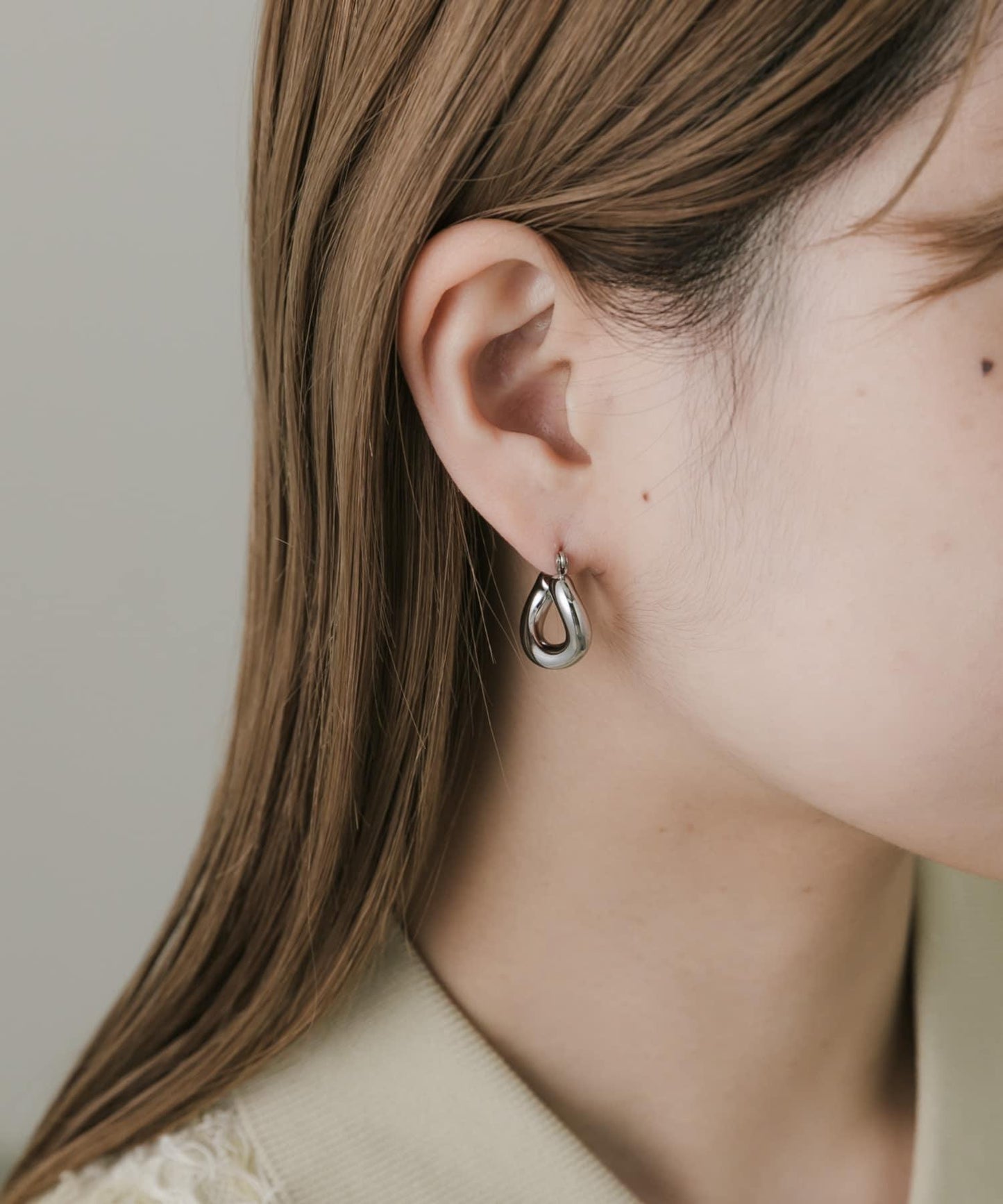 不鏽鋼立體感圓潤圈形耳環