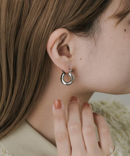 不鏽鋼立體感圓潤圈形耳環