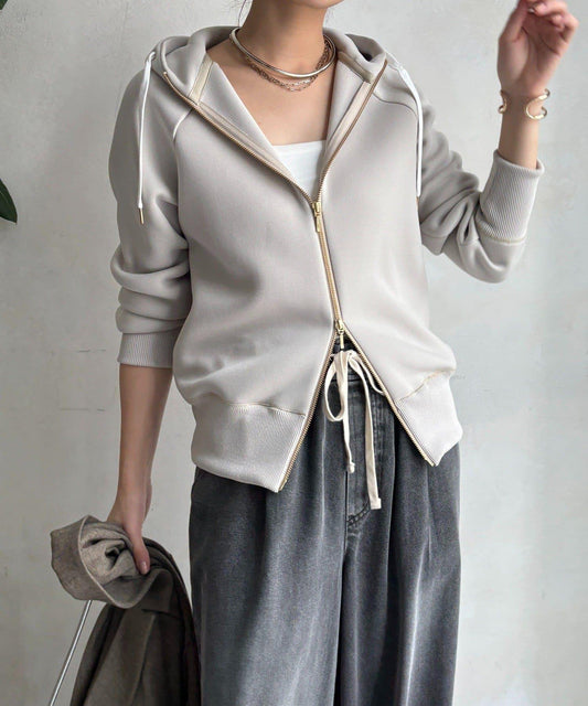 梅子色拉鍊連帽衛衣