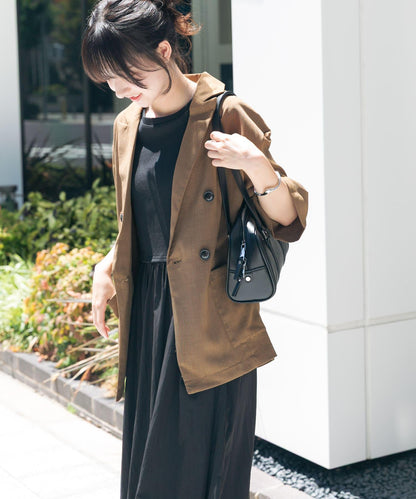 亞麻風半袖夾克